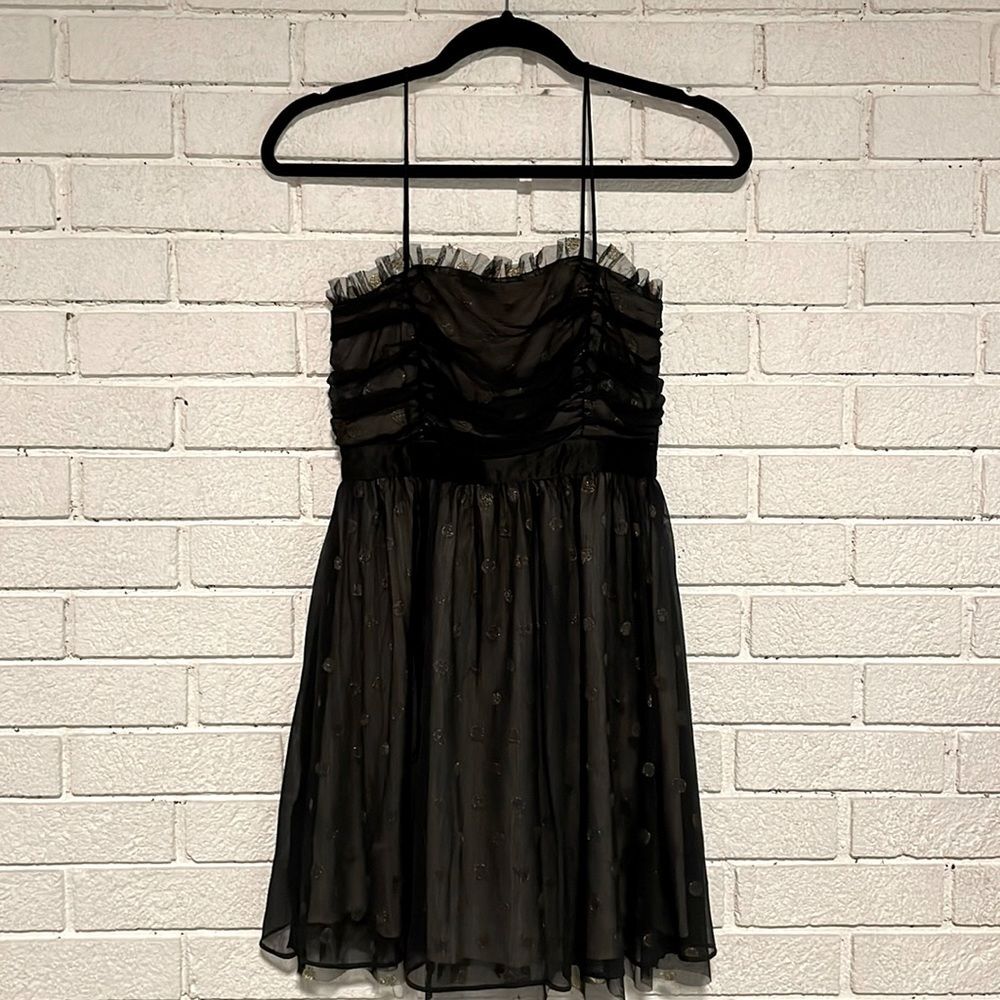 Miley Cyrus & Max Azria- Black w/Subtle Gold Polka Dots Mini Dress- Size Medium